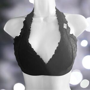 PINK Victoria's Secret Bralette Size Medium Lacey Padded Black Sweet and Sexy